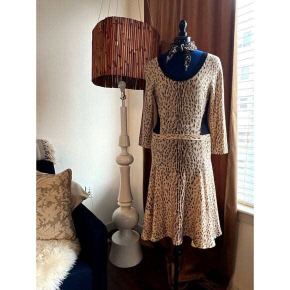 Rachel Roy I Designer Animal Print Knit Dress I Sweater Dress - Picture 1 of 8